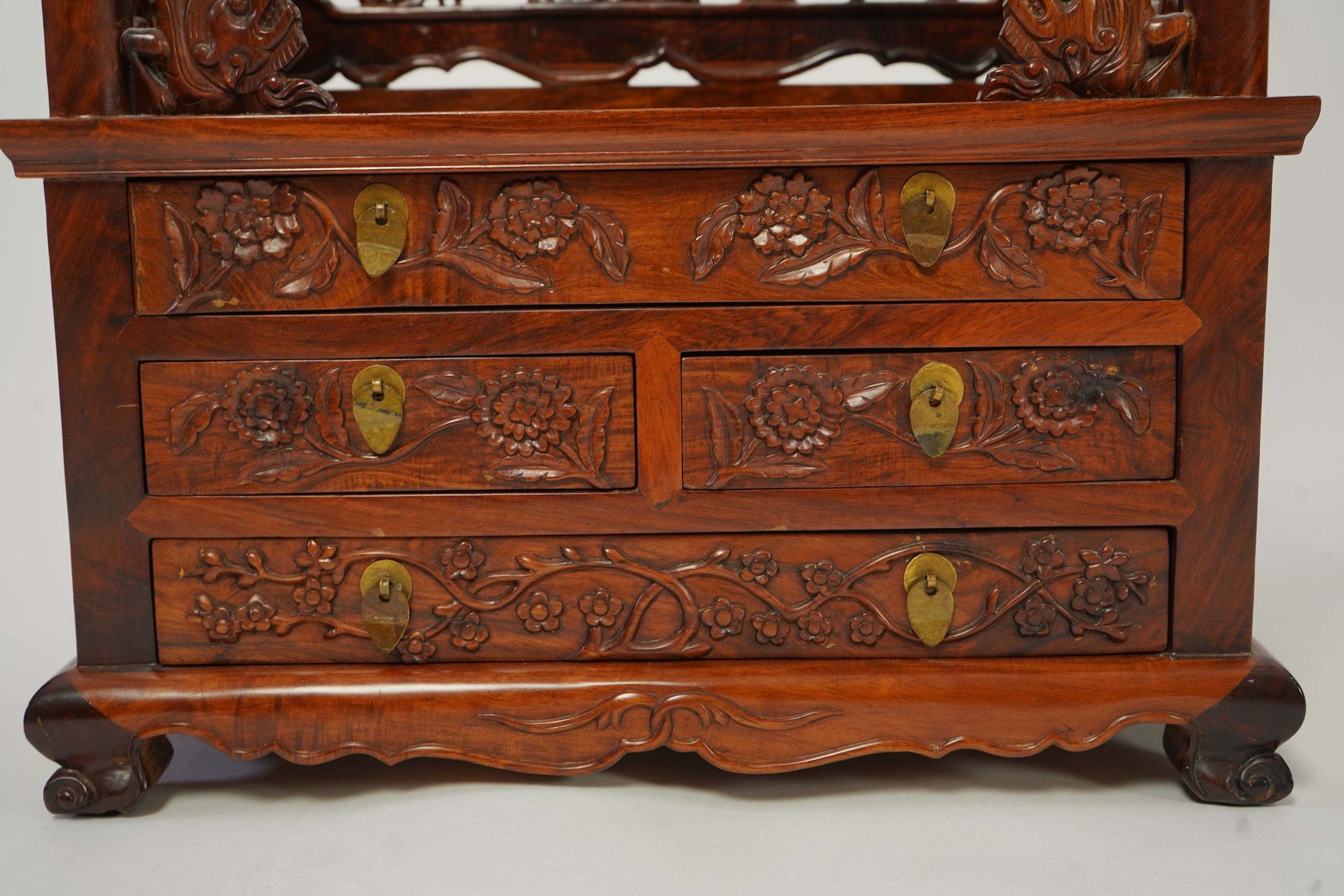A Chinese huanghuali throne-shaped dressing cabinet, 20th century